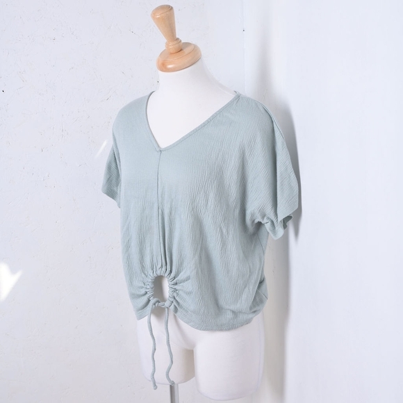 Pink Rose | Mint green womans t shirt with key hoke tie up - Picture 11 of 12